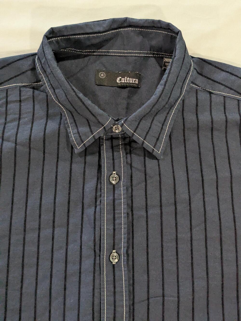 Cultura Shirt Mens 2XLT Blue Striped Long Sleeve Button Up Big & Tall Casual